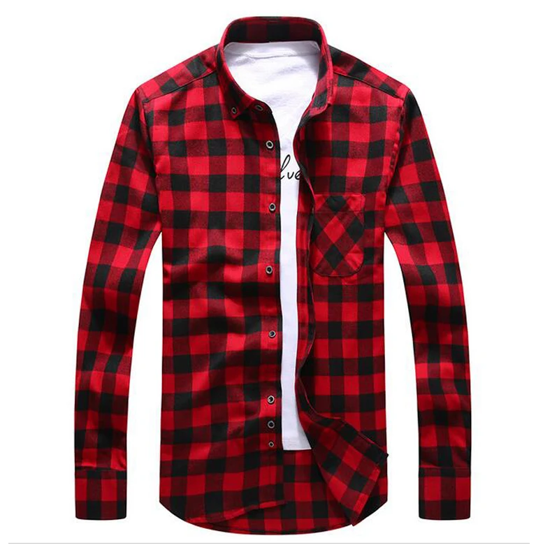 slim fit red flannel