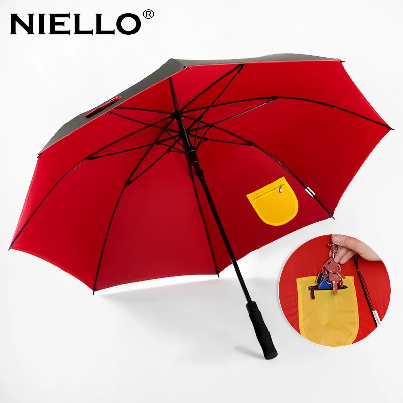Niello Brand Large Long Umbrella Men Business Style Pocket Straight