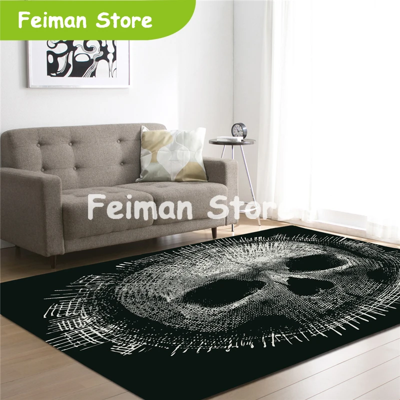 

3D Sugar Skull Printed Black Carpets for Living Room Bedding Room Large Rectangle Area Mats Modern Outdoor Floor Rugs Home Decor