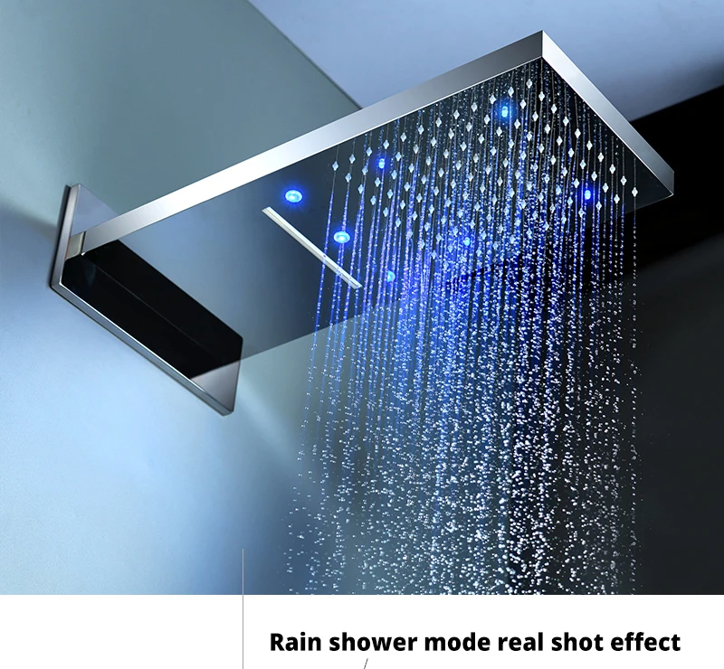 22 LED Shower System Rain And Waterfall Shower Head Water Saving Hand Shower Valve  Waterfall SPA Bath  Shower Faucets (9)
