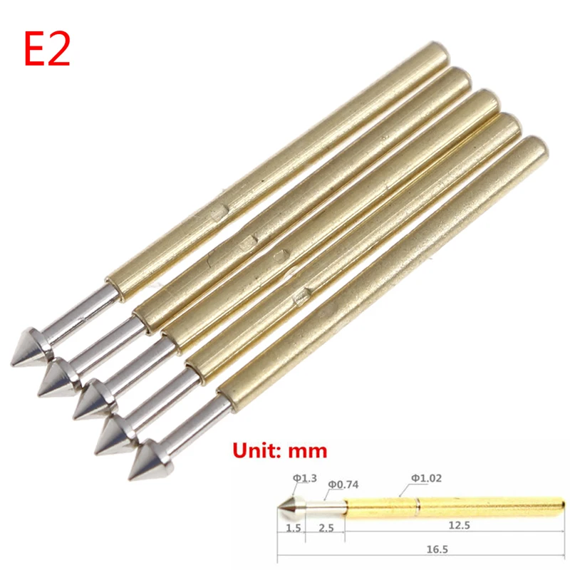 100 шт. P75 E2 / E3 пружинный тестовый зонд Pogo Pin 1 3 мм коническая головка позолоченная 0