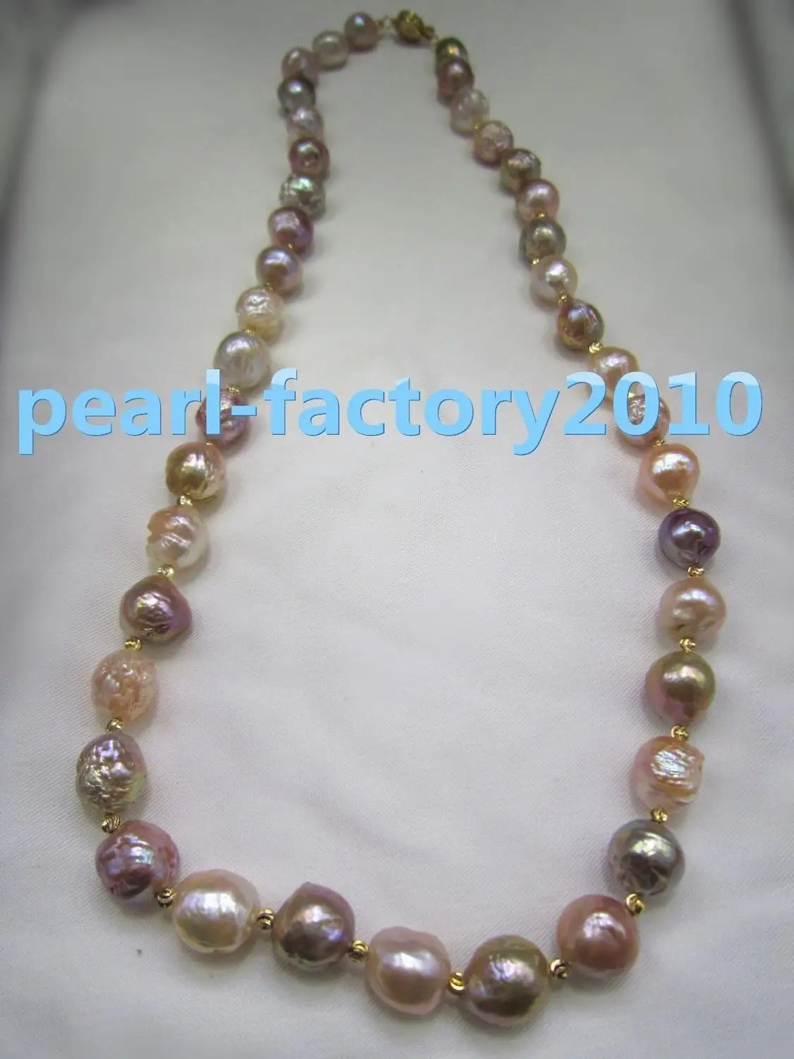 

19" baroque 11-12MM SOUTH SEA NATURAL multicolor PEARL NECKLACE 14K CLASP (0926)
