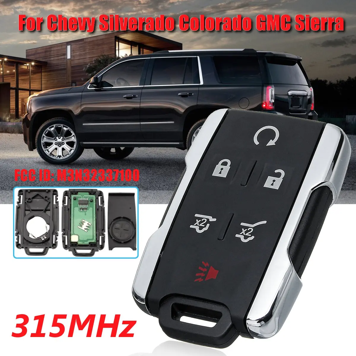 

1pcs 3/4/6 Button 315Mhz Smart Remote Key Keyless Fob For Chevy Tahoe Suburban M3N-32337100 For GMC Yukon XL 2015 2016 2017 2018