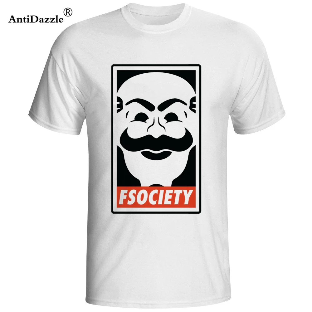 Antidazzle 2017 г-н Робот Fsociety аноним маска Мужская крутая футболка персонализированная