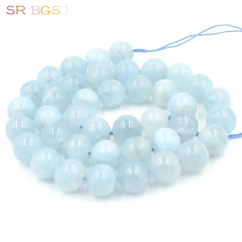 

Free Shipping 6 8 10 12mm Natural Genuine Gems Stone Round Jewelry Making Blue Aquamarines Aqua DIY Beads Strand 15"