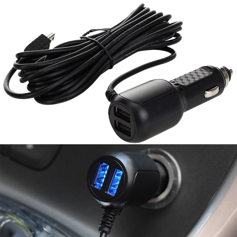 Изогнутое автомобильное зарядное устройство mini USB с 2 портами для автомобильного