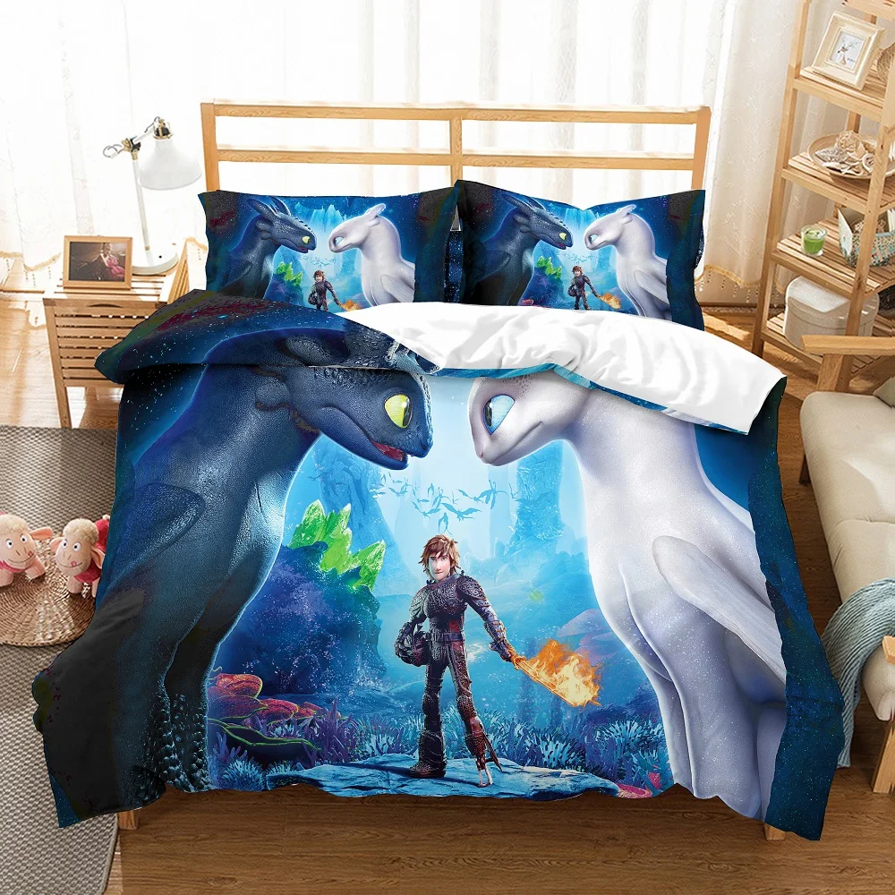 

How to Train Your Dragon Cartoon 2/3PCS Bedding Set AU/EU/US Size Microfiber Duvet Cover Set with Pillowcase Kid Bed Linen Set