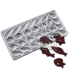 28 полостей океанские рыбы черепаха галобиос форма PC бисквитная форма Formas Para chocolate policarbonato moldes do Шоколадные инструменты