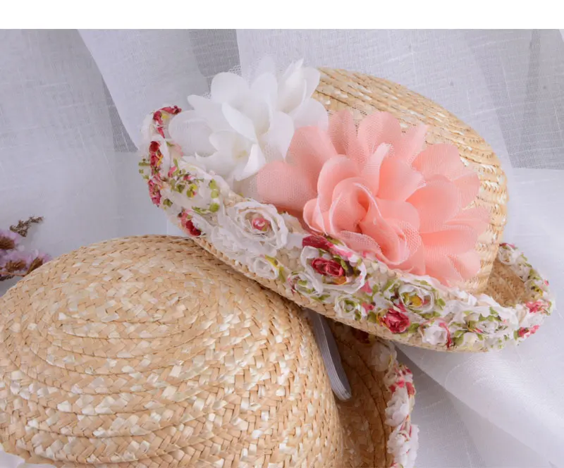baby straw hat womens straw hats for women summer beach sun hat kids girls with flowers  (4)