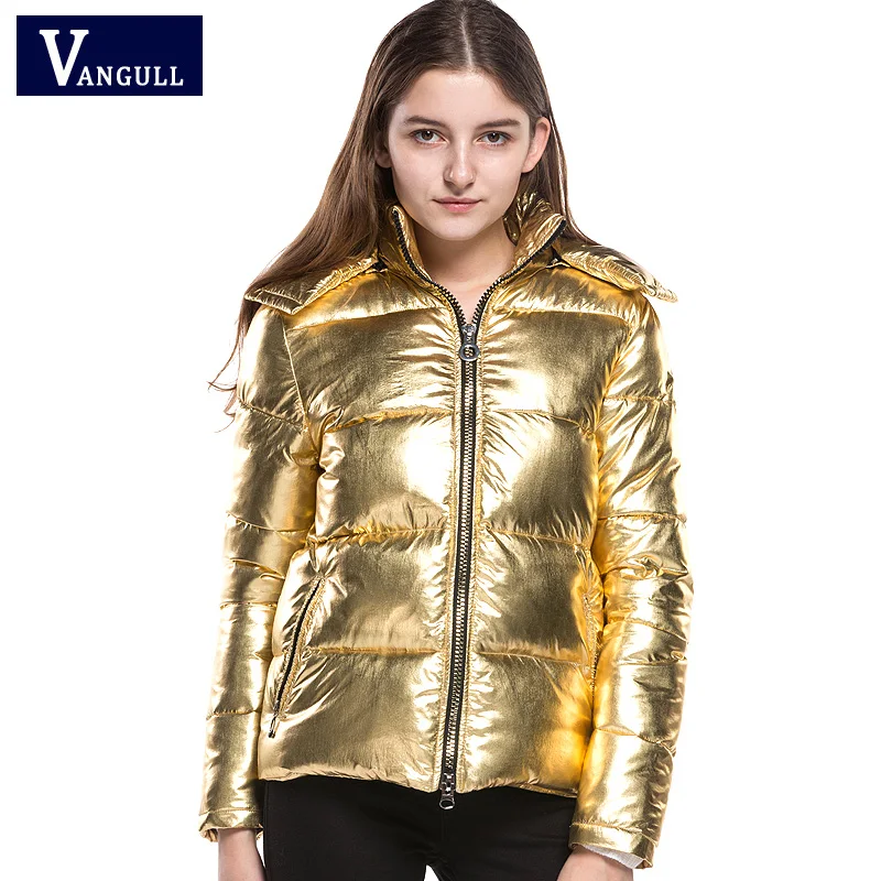 Vangull новая зимняя Милая Женская стильная повседневная Высококачественная теплая плотная куртка золотого цвета,, верхняя одежда для женщин