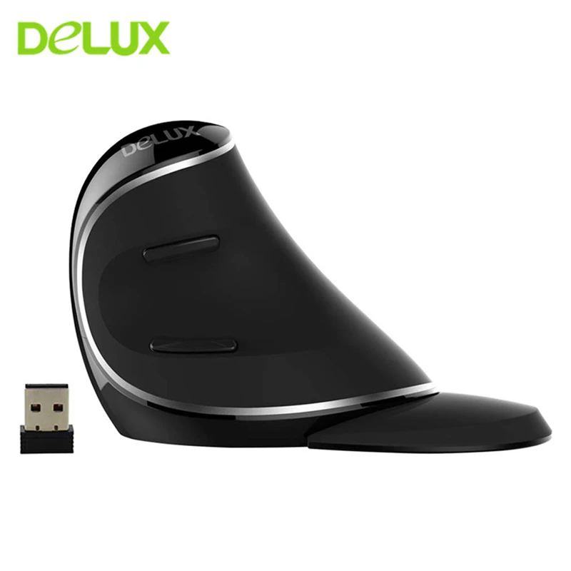 

Delux M618 V5 Version Ergonomic Vertical Wireless Mouse 800/1200/1600 DPI 6 Function Buttons Optical Mice with Removable Palm