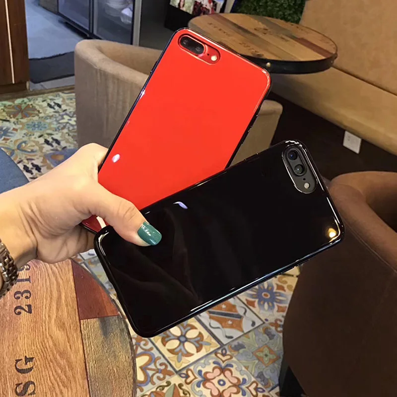 Paint glossy phone cases for Apple iPhone 6 6s Case Simple solid color