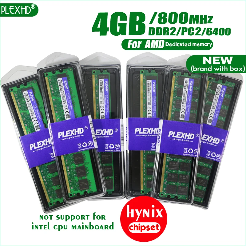 PLEXHD 4 ГБ DDR2 PC2-6400 800 МГц 4 г PC2 6400 для настольных ПК оперативная Память DIMM 240 контакты для AMD Высокая совместимость(чипы Hynix