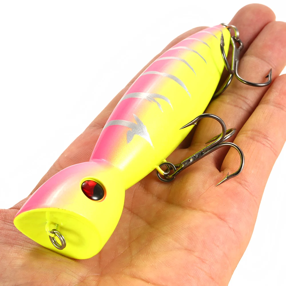Fishing Lures 14cm Large Popper Artificial Seal Lure 3D Eyes Hard Popper with Hooks and Ring for