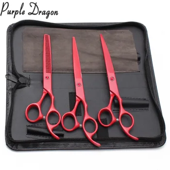 

7.0" 19.5cm Suit Purple Dragon Brand Stainless Grooming Scissors Cutting Shears Thinning Scissors Pets Hair Shears Add Bag Z3103