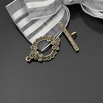 

(23424)20 Sets Circle 24x17MM Antique Bronze Zinc Alloy O Toggle Clasps Bracelets Clasps Jewelry Findings Accessories