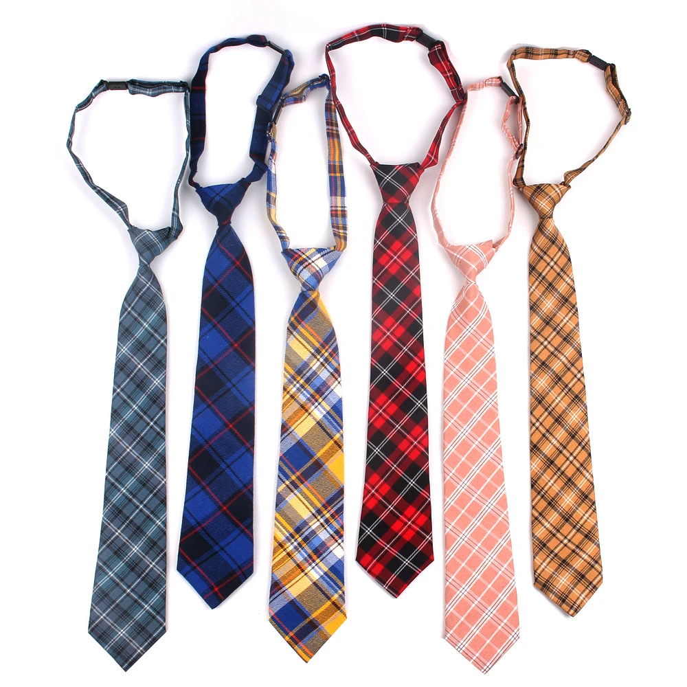 Fashion Men Women Neck Tie Cotton Boys Girls Ties Slim Plaid Necktie