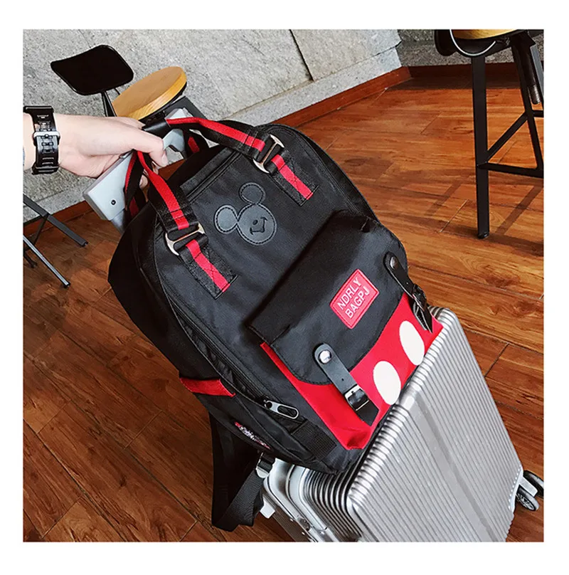 2019 Updated New Black Smile Pattern Infant Nappy Bags Baby Diaper Changing Tote Patchwork Ziper Sweet Circle Mummy Backpack05