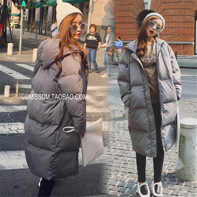 Korean Oversized Down Coat Women Winter Jacket Long Hooded