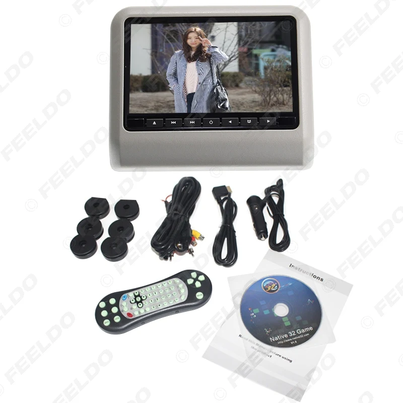 Cheap FEELDO 2pcs Digital HD 9" Car Headrest LCD Monitor Hanging DVD Player With FM USB SD Game 3-Color #AM3858 4