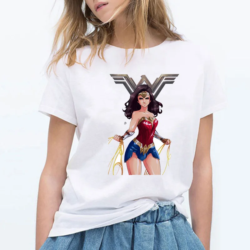 

New arrival Wonder Woman Superman t shirt women hipster white movie tshirt summer tumblr top cool Short Sleeve tee for girls