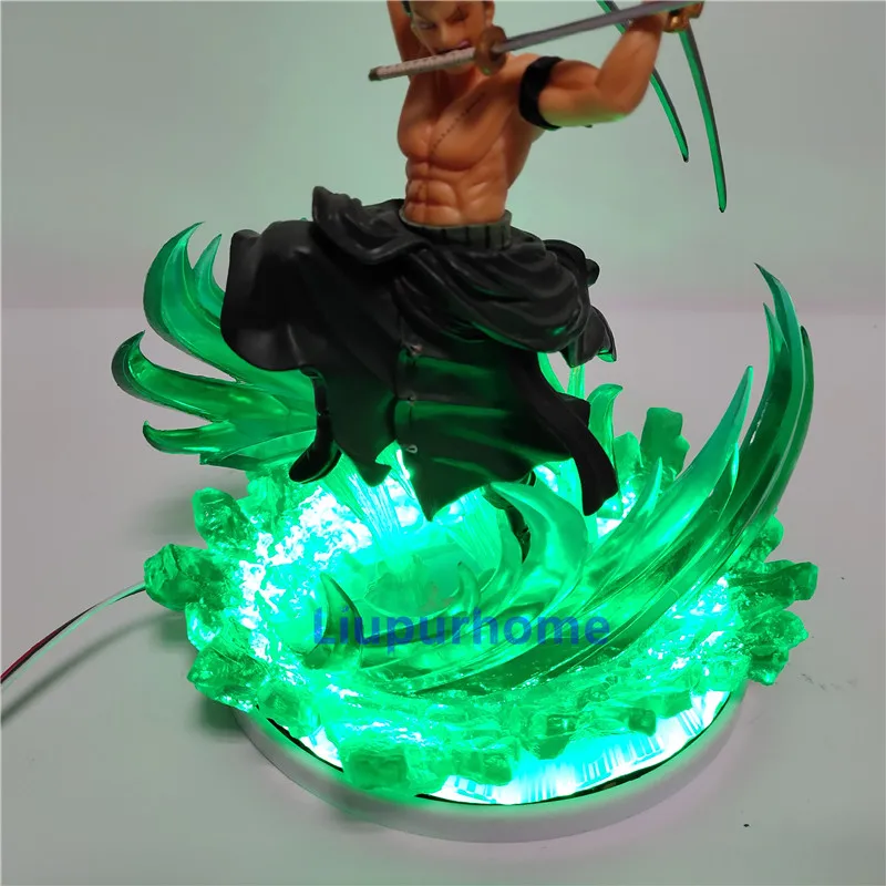Один кусок Zoro рисунок 3D светодиодный ночник one piece Аниме Roronoa Zoro светодиодный настольный светильник украшение цвет меняется с зеленым основанием