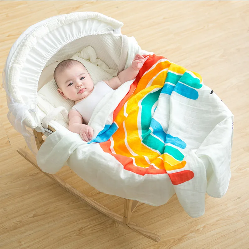 Beli Muslin Hidup Rainbow 2 Lapisan Kain Kasa Membedung Selimut Lucu Baby Wrap Newborn Fashion DIY Bayi Fotografi Tonggak Selimut