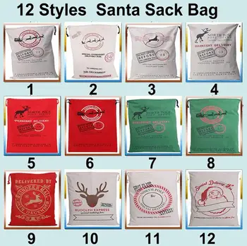 

Wholesale10 pcs/lot Santa Sack Christmas Gift Bags12 Styles Xmas Canvas Sack Bag Cotton Elk Santa Claus Drawstring Can Mix Buy