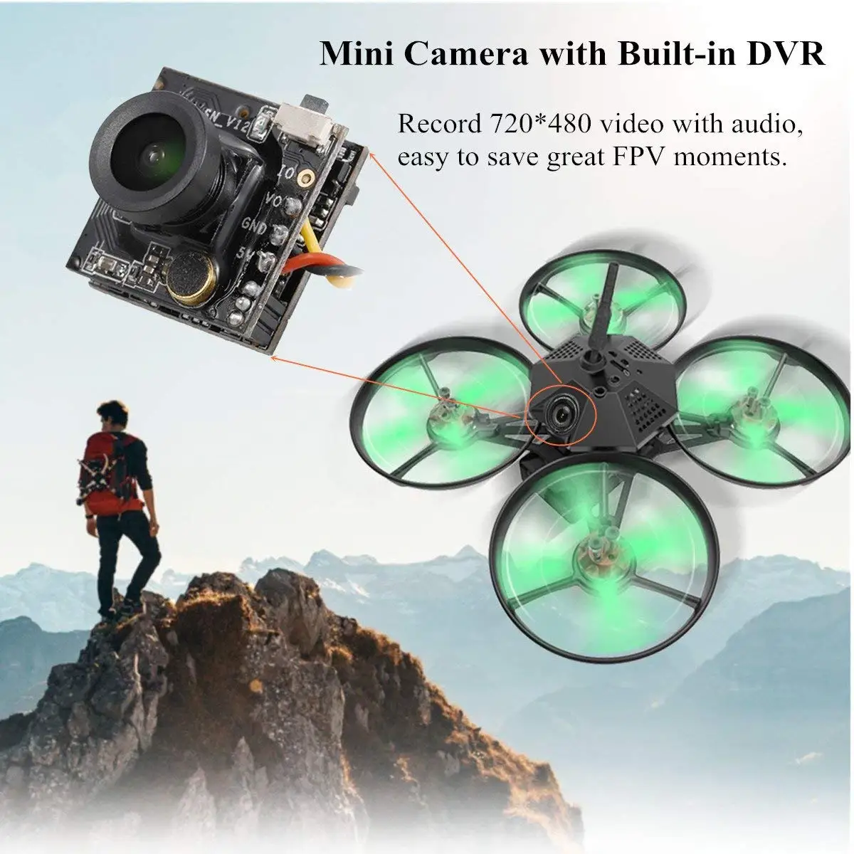 FPV DVR камера turboing CYCLOPS3 5 8G мини видео аудио рекордер CAM AIO 1/3 CMOS 700TVL 120 градусов NTSC для