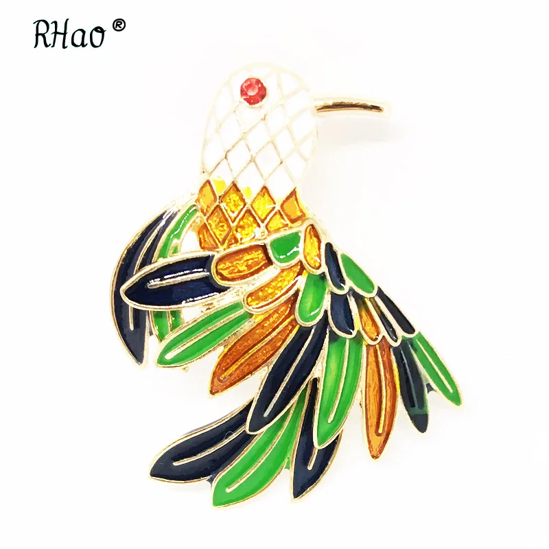 color Flying Birds Brooches Enamel White Head Green yellow Feather animal birds brooch pins for women girls lady jewelry | Украшения и