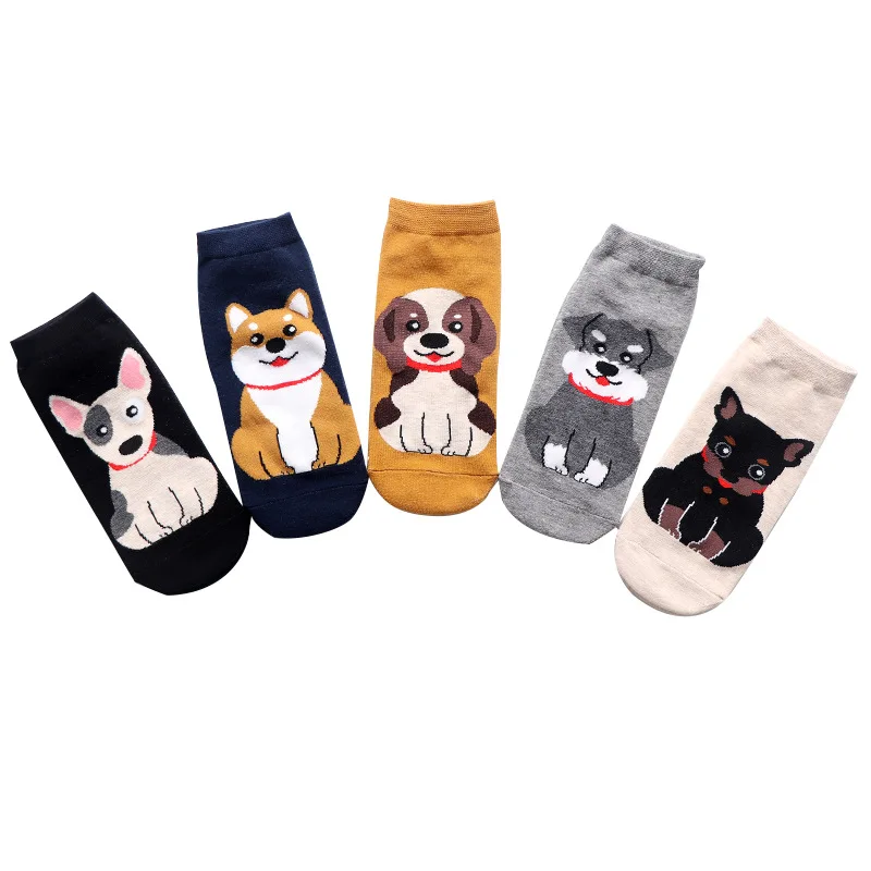 Женские носки 1 пара новые весенние модные носки с милым рисунком собаки, дышащие Модные женские повседневные носки