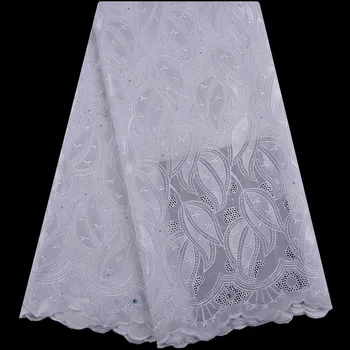 

High Quality White Lace Fabric Fashion Swiss Voile Lace In Switzerland Cotton Lace Fabric Swiss Voile Lace With Stones 1247