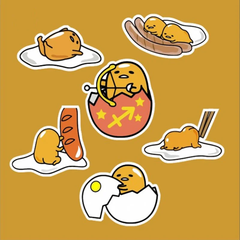 12 Pcs set funny Novelty Gudetama Lazy  Egg  Cartoon Funny 