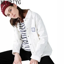 Новинка г. демисезонный для женщин леди хлопковые куртки модные базовый бомбер письмо куртка с длинным рукавом повседневное свободное пальт