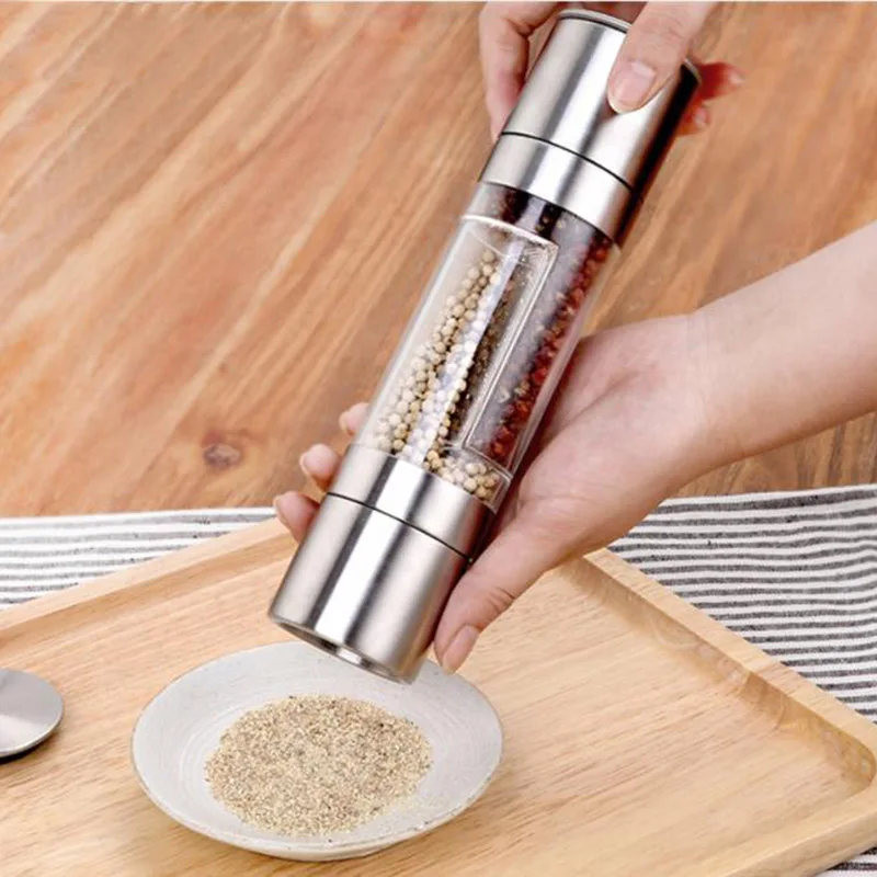 Pepper Grinder 2 in 1 Stainless Steel Manual Salt & Pepper Mill Grinder