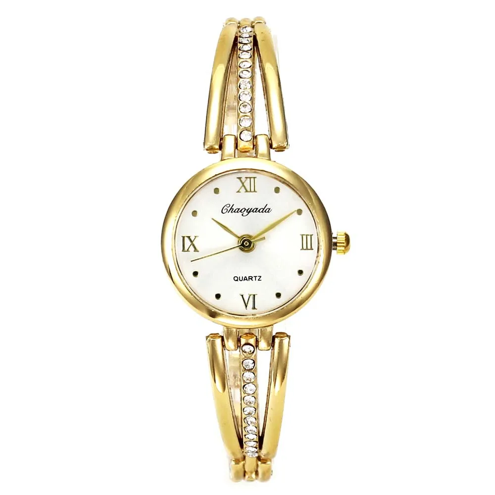 

Stylish Designer Womens Cuff Bracelet Watches Woman Crystal Charms Hollow Hand Chain Analog Quartz Wrist Watch