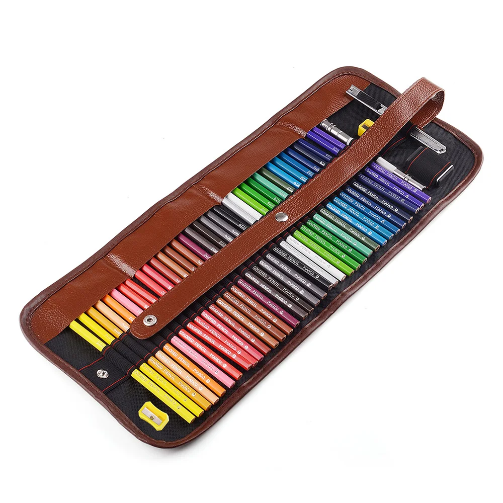 

Marco 1550 Colored Pencil Set 24/36 Colored Pencils+Multifunctional Roll up Pouch Canvas Pen Bag