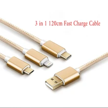 3 в 1 3 в 1 3 в 1 USB кабель 2A Быстрая зарядка Micro USB+ кабель type C 120 см нейлоновый плетеный кабель для samsung Xiaomi HUAWEI ASUS