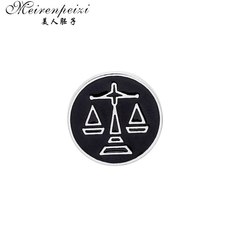 Meirenpeizi الميزان موازين دبابيس للرجال جولة التوازن شارات دعوى بروش دبابيس طوق زينت قميص اكسسوارات العلامة التجارية مجوهرات