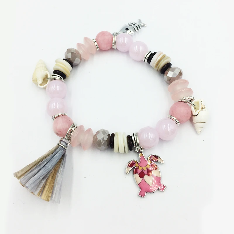 

Hot Bohemian Boho Charm Bracelets Bangle Women rhinestone Tassel Fish turtle Nice Crystal Bead raffia Bracelet Jewelry unique