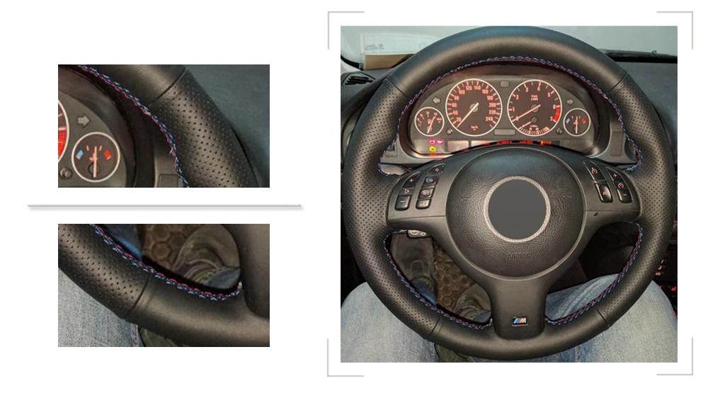 Черный ПУ Искусственная Кожа DIY Ручная прошивка автомобиля рулевое колесо Крышка для BMW E46 E39 330i 540i 525i 530i 330Ci M3 2001-2003