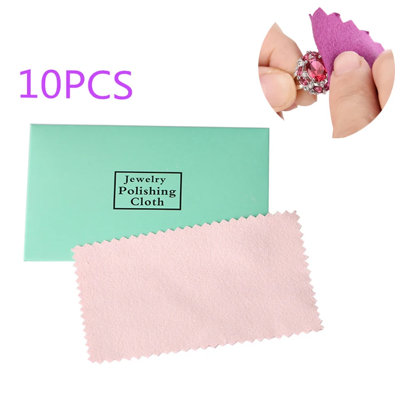 

10Pcs Polishing Jewelry Cloth Polish Tool Jewelry Clean Anti-tarnish Jewelry Cleaning Cloth Random Color 10*6.3cm