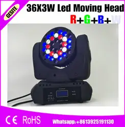 6 шт./лот светодиодный Луч Moving головной свет 36x3 Вт RGBW Цвет с DMX DJ звуковая активация мини этап огни