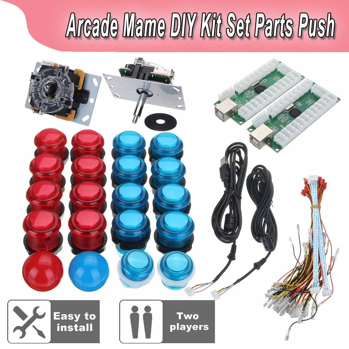 

2pcs LED for Arcade Mame DIY Kit Set Parts Push Buttons Joysticks USB Encoders Coin Operated Games Accessories