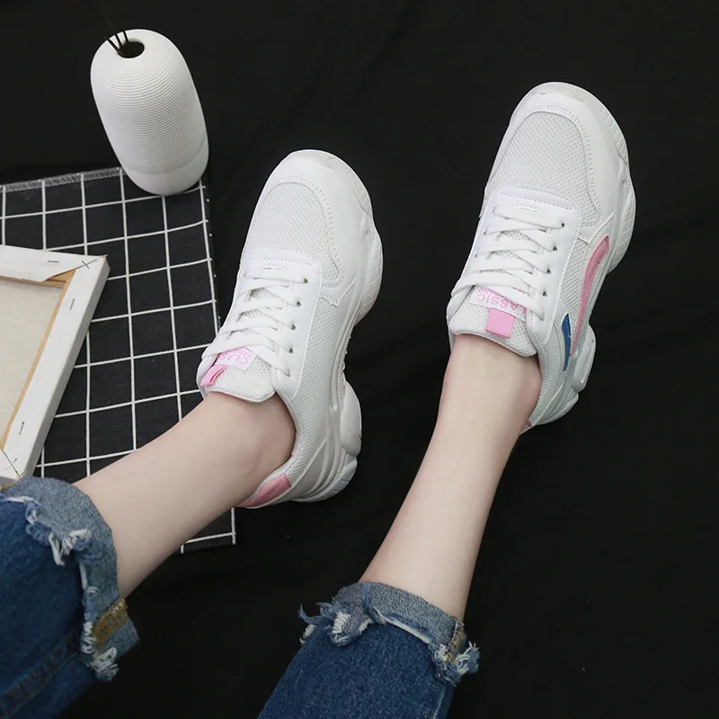 

Fashion Women Platform Shoes Lace Up Vulcanize Shoes Womens Female Trainers Dad Shoes