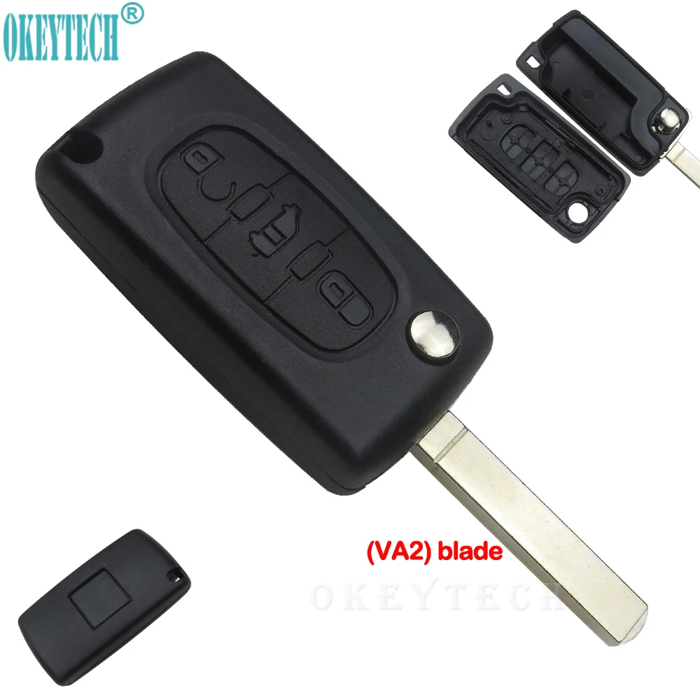 OkeyTech New Replacement Car Key Case Shell For Fiat Scudo 3 Buttons VA2 Blade Without Groove NO Battery Holder Car Accessories