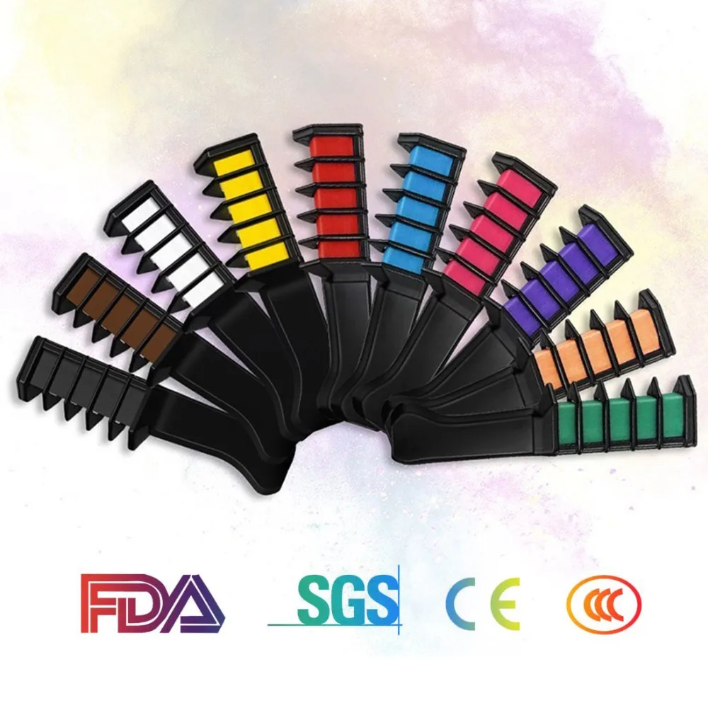 Mini Hair Dye Stick 10 Colors Mini Disposable Personal Salon Use Temporary Hair Dye Comb Crayons Hair Dyeing Tool