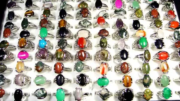 15Pcs Fashion Mixed Natural Stone Women Ladies Rings Mixed Style Retro Jewelry Wholesale Ring Lots LR020 3