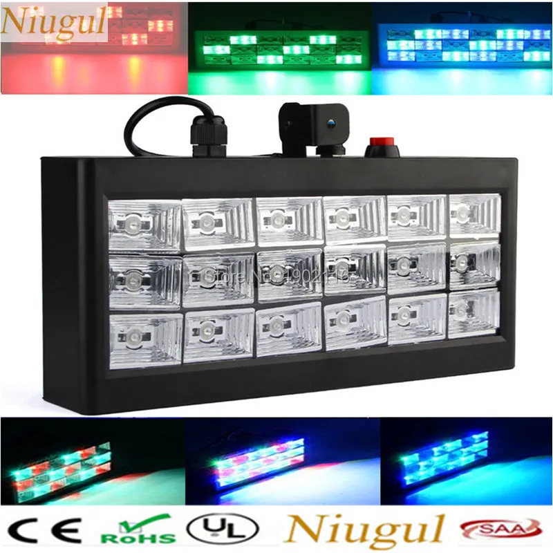 

Niugul 18pcs RGB Strobe /LED Flash Light /RGB Xmas party lights/LED Strobe/Led Stage effect Lights /disco dj lighting