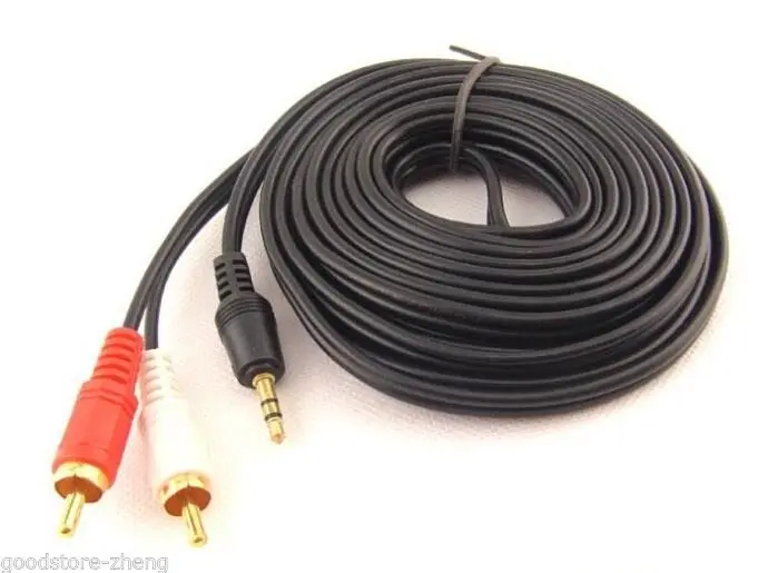 

10ft 3M Aux Audio 3.5mm Stereo Male to 2 RCA Y CABLE FOR IPOD MP3 PC LAPTO